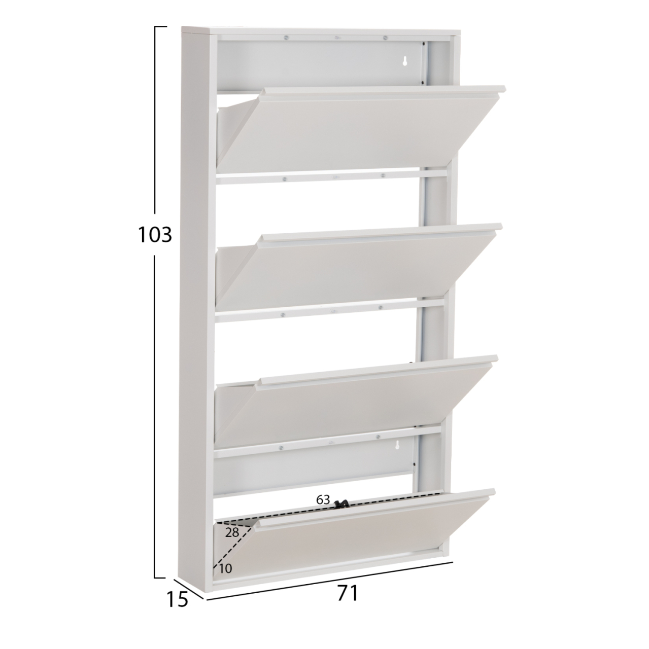 SHOE CABINET STARK HM6634.02 METAL IN WHITE--4 MAGNETIC DOORS 71x15x137Hcm. [2]