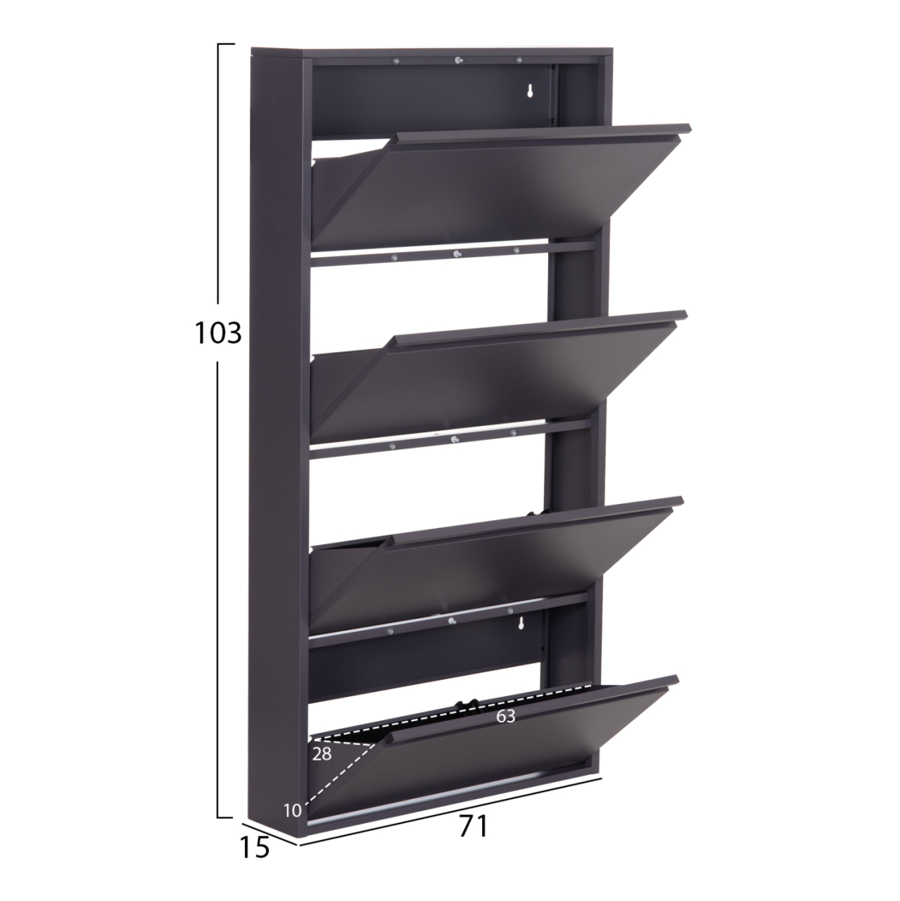 SHOE CABINET STARK HM6634.03 METAL IN ANTHRACITE--4 MAGNETIC DOORS 71x15x137Hcm. [2]