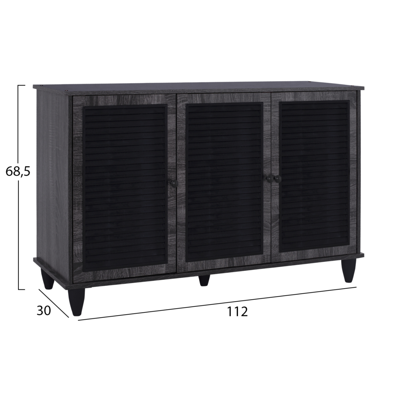 Shoe Cabinet Wooden 3 Door HM2267.01 Grey color 112x30x68,5 cm [2]