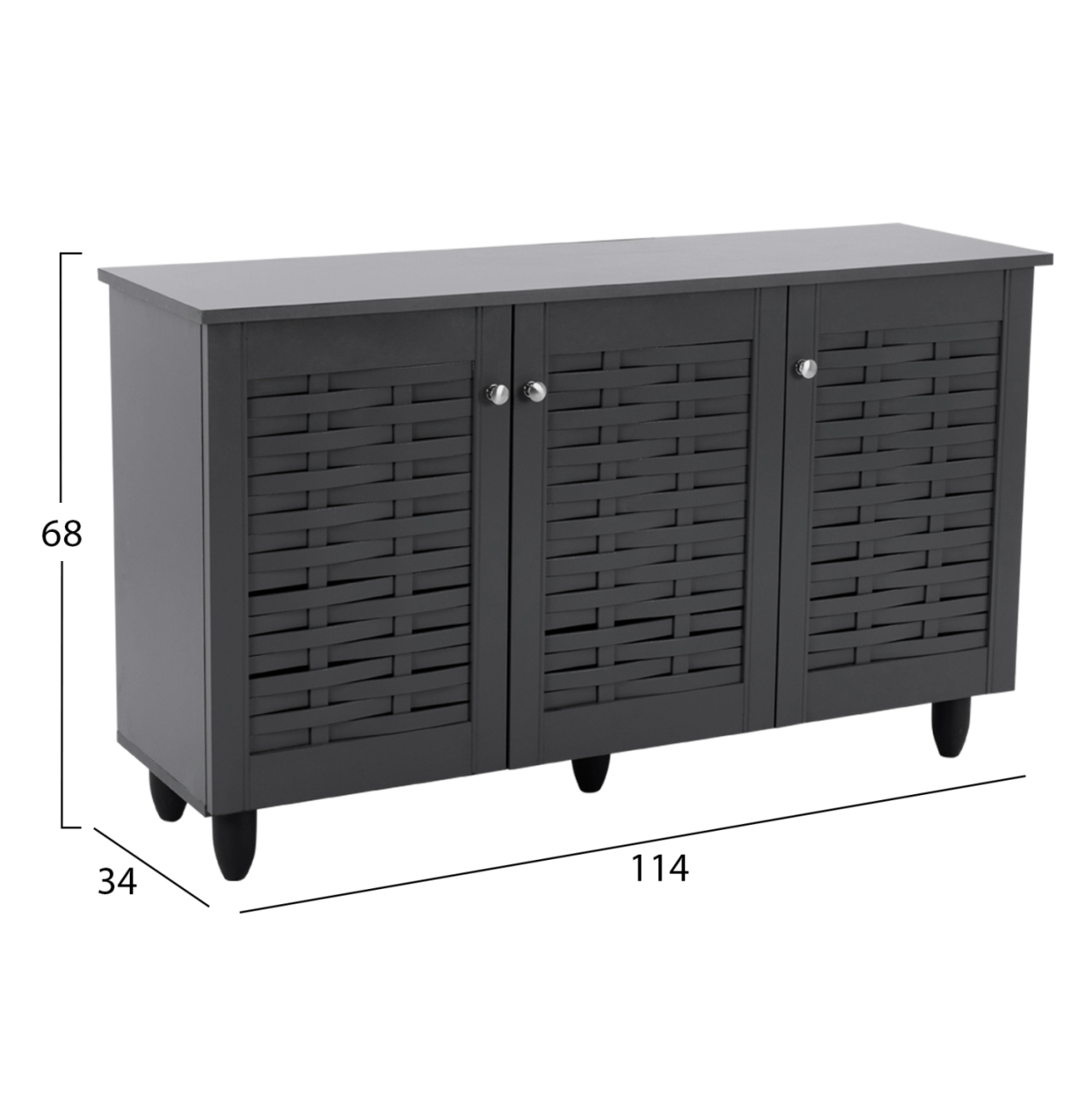 Shoe Cabinet Wooden 3 Doors HM2211.10 Grey 114x34x68 [2]
