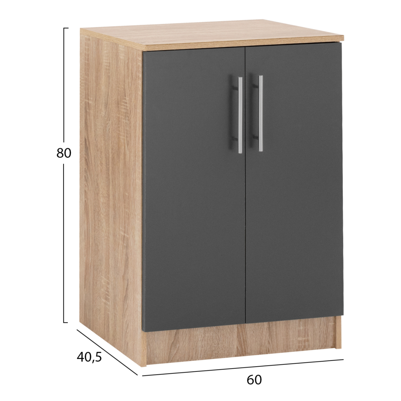 Shoe cabinet wooden HM2206.04 Sonama Grey 60x40,5x80 cm. [2]