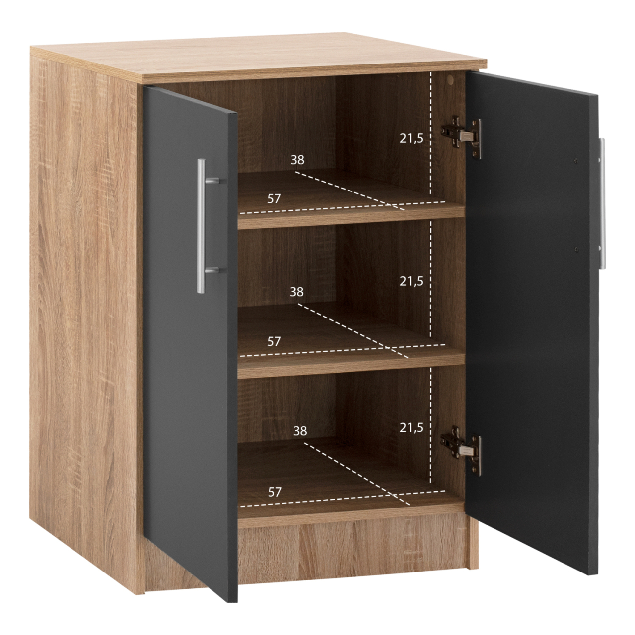 Shoe cabinet wooden HM2206.04 Sonama Grey 60x40,5x80 cm. [3]