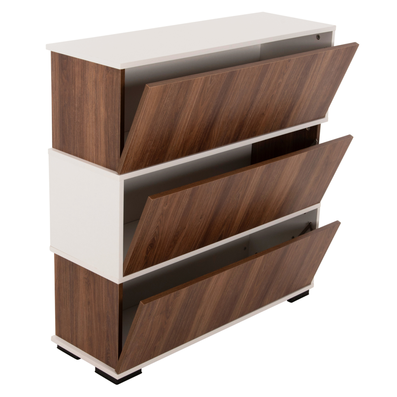 SHOE RACK 3 LEVELS MIRABELL HM8938.11 MELAMINE IN WALNUT-WHITE 90Χ30Χ93Hcm. [4]