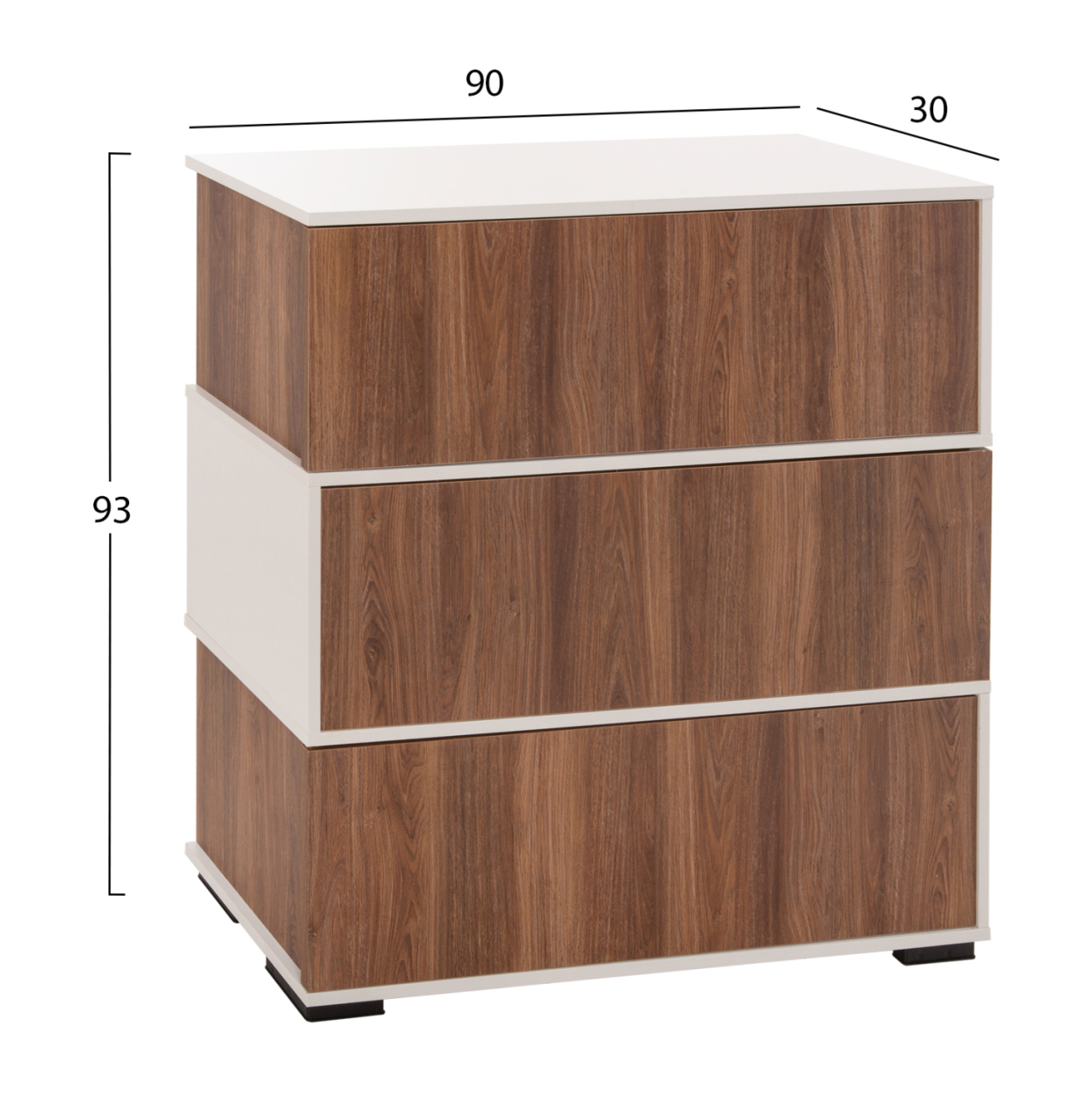 SHOE RACK 3 LEVELS MIRABELL HM8938.11 MELAMINE IN WALNUT-WHITE 90Χ30Χ93Hcm. [2]