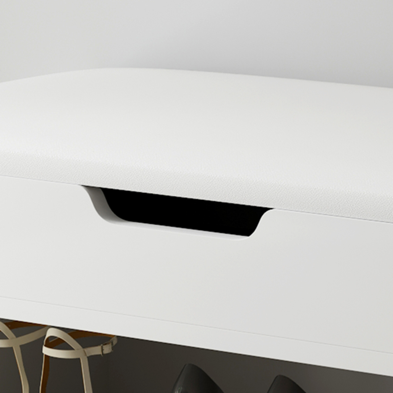 SHOE RACK WITH SEAT ROMIR HM2477.03 MELAMINE IN WHITE-WHITE PU SEAT 60x30x44Hcm. [8]