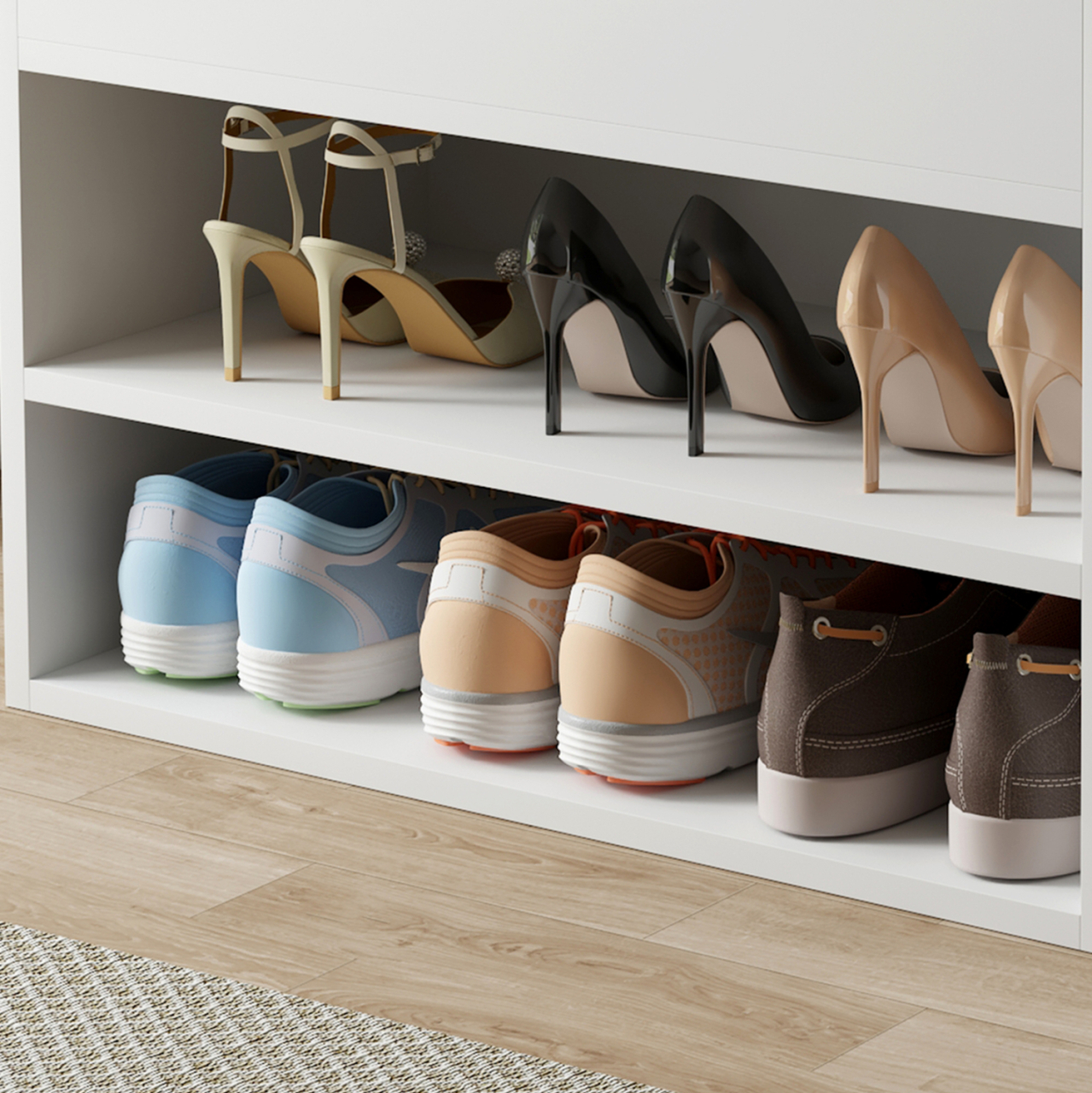 SHOE RACK WITH SEAT ROMIR HM2477.03 MELAMINE IN WHITE-WHITE PU SEAT 60x30x44Hcm. [7]