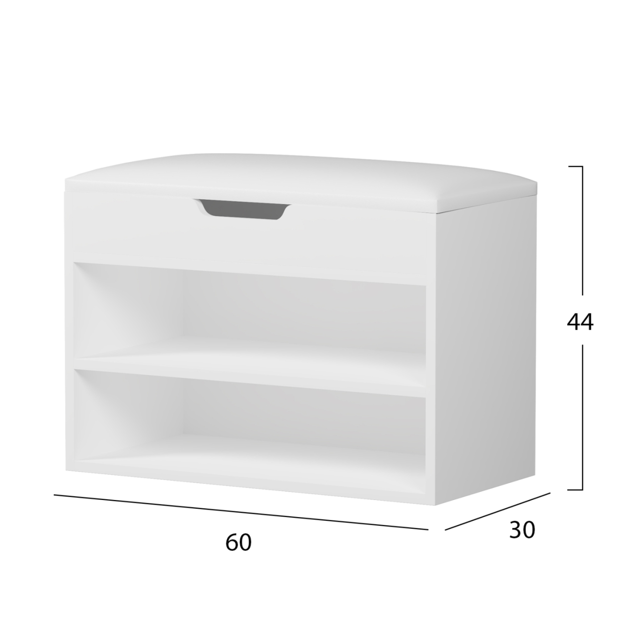 SHOE RACK WITH SEAT ROMIR HM2477.03 MELAMINE IN WHITE-WHITE PU SEAT 60x30x44Hcm. [2]
