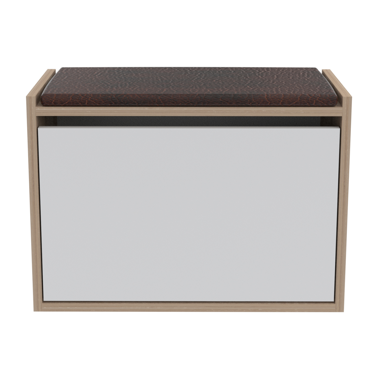SHOE RACK WITH SEAT VIDAL HM18190.01 MELAMINE IN SONAMA-WHITE 60x30x45Hcm. [3]