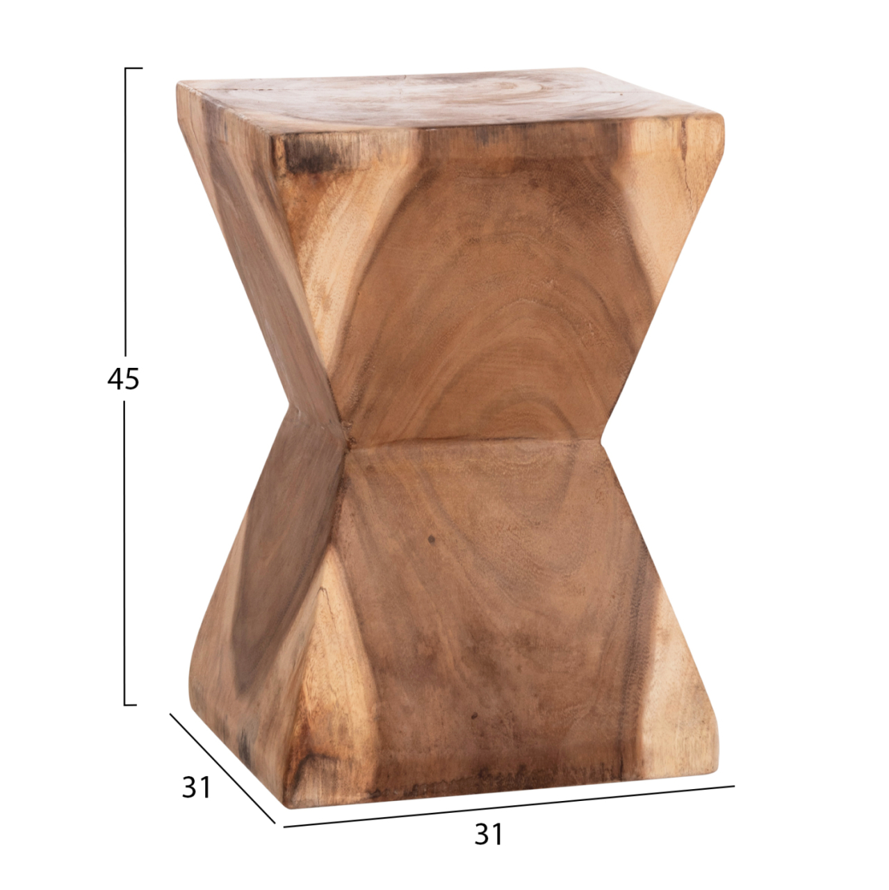 SIDE STOOL ANVIL HM9756.11 SUAR WOOD IN NATURAL 31x31x45Hcm. [2]