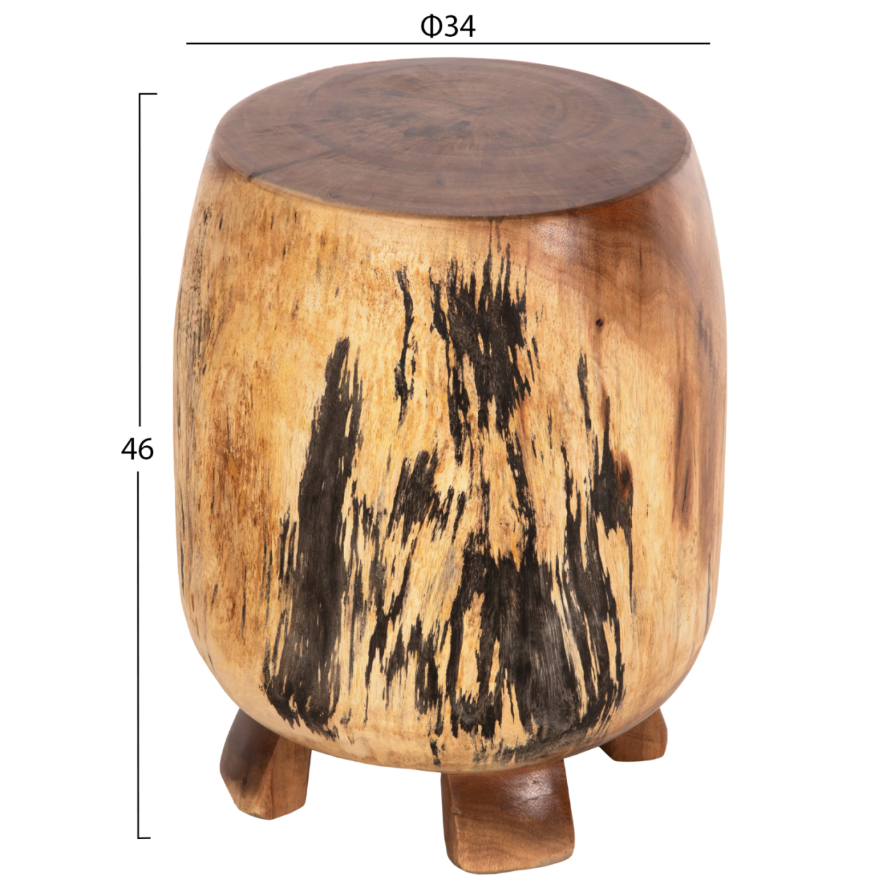 SIDE STOOL BOZZO HM9762 SUAR WOOD IN NATURAL Φ34x46Hcm. [2]