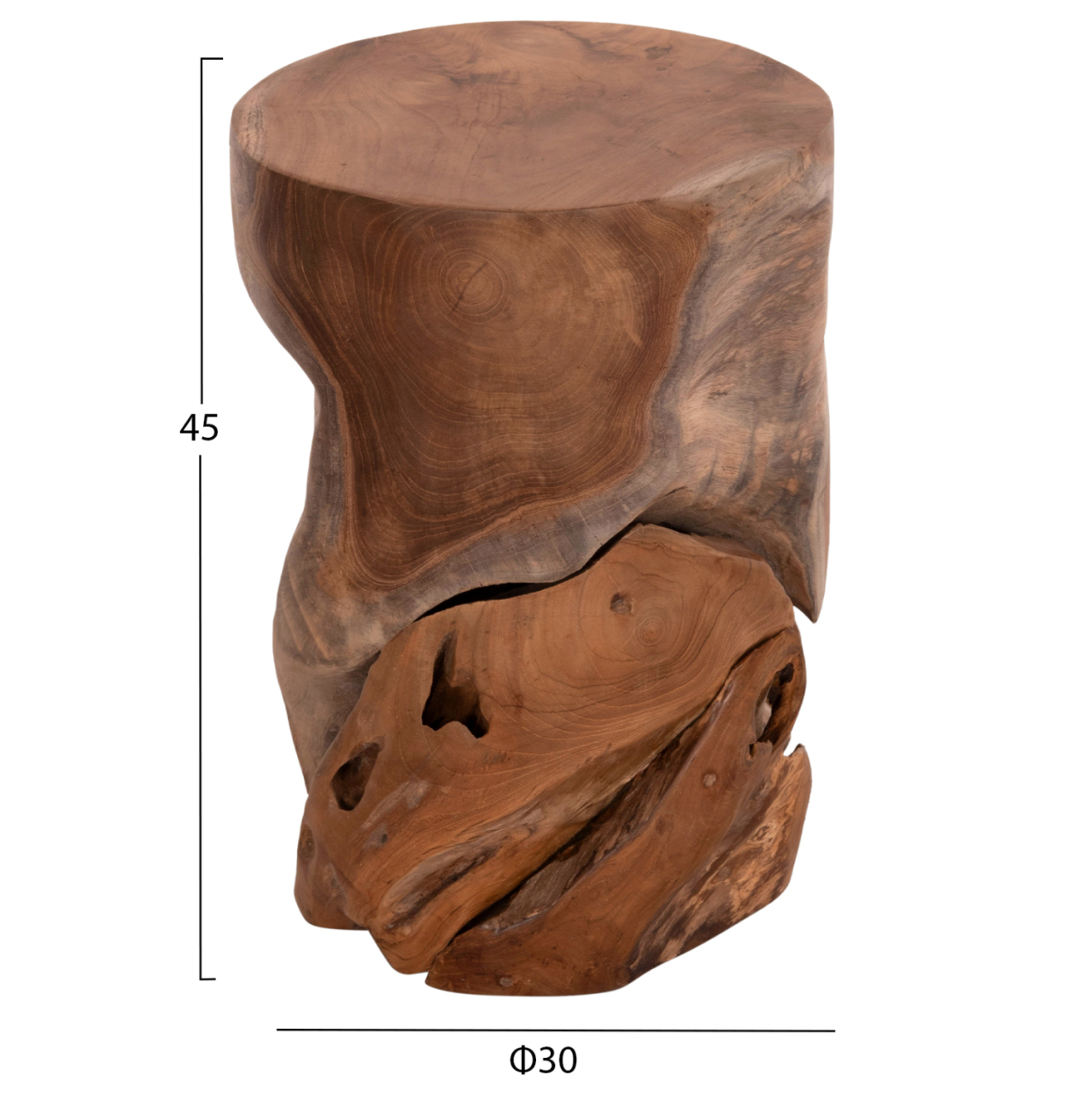 SIDE STOOL/TABLE STOMP HM9350.11 TEAK WOOD--NATURAL COLOR Φ30x45Hcm. [2]