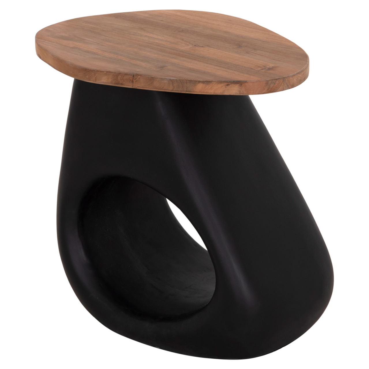 SIDE TABLE AIDA HM4692.01 FIBER CEMENT IN BLACK--TEAK WOOD TOP 47x60x59Hcm. [7]