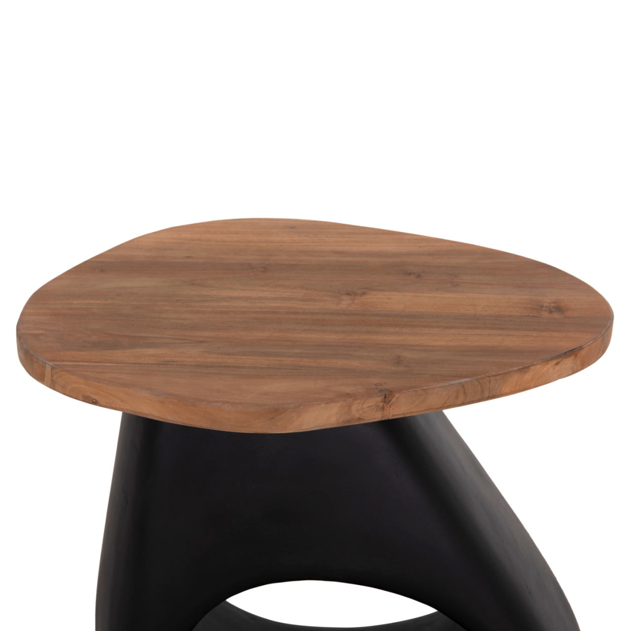SIDE TABLE AIDA HM4692.01 FIBER CEMENT IN BLACK--TEAK WOOD TOP 47x60x59Hcm. [4]