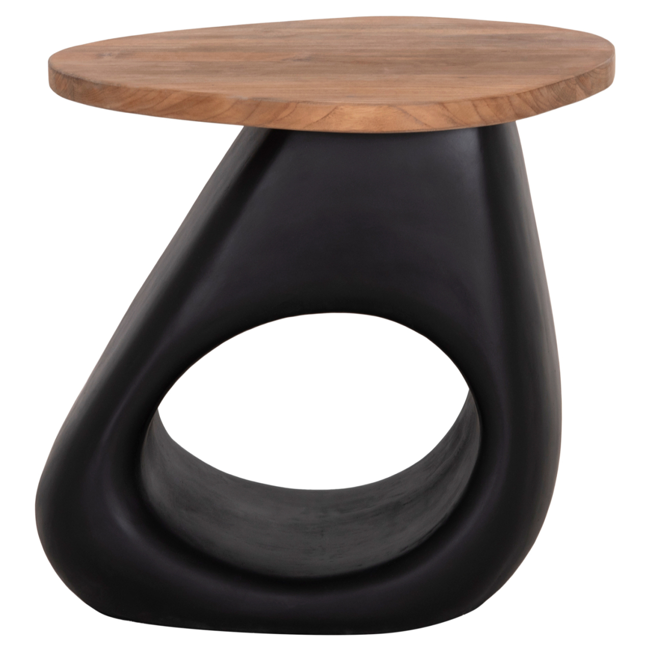 SIDE TABLE AIDA HM4692.01 FIBER CEMENT IN BLACK--TEAK WOOD TOP 47x60x59Hcm. [3]