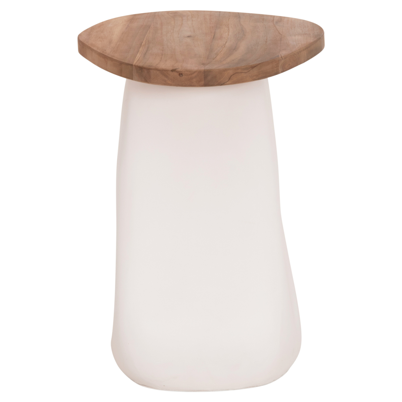 SIDE TABLE AIDA HM4692.02 FIBER CEMENT IN WHITE--TEAK WOOD TOP 47x60x59Hcm. [8]