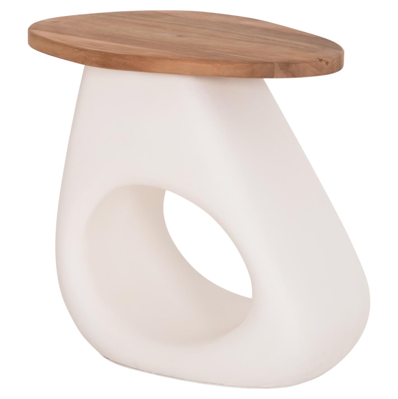 SIDE TABLE AIDA HM4692.02 FIBER CEMENT IN WHITE--TEAK WOOD TOP 47x60x59Hcm. [6]