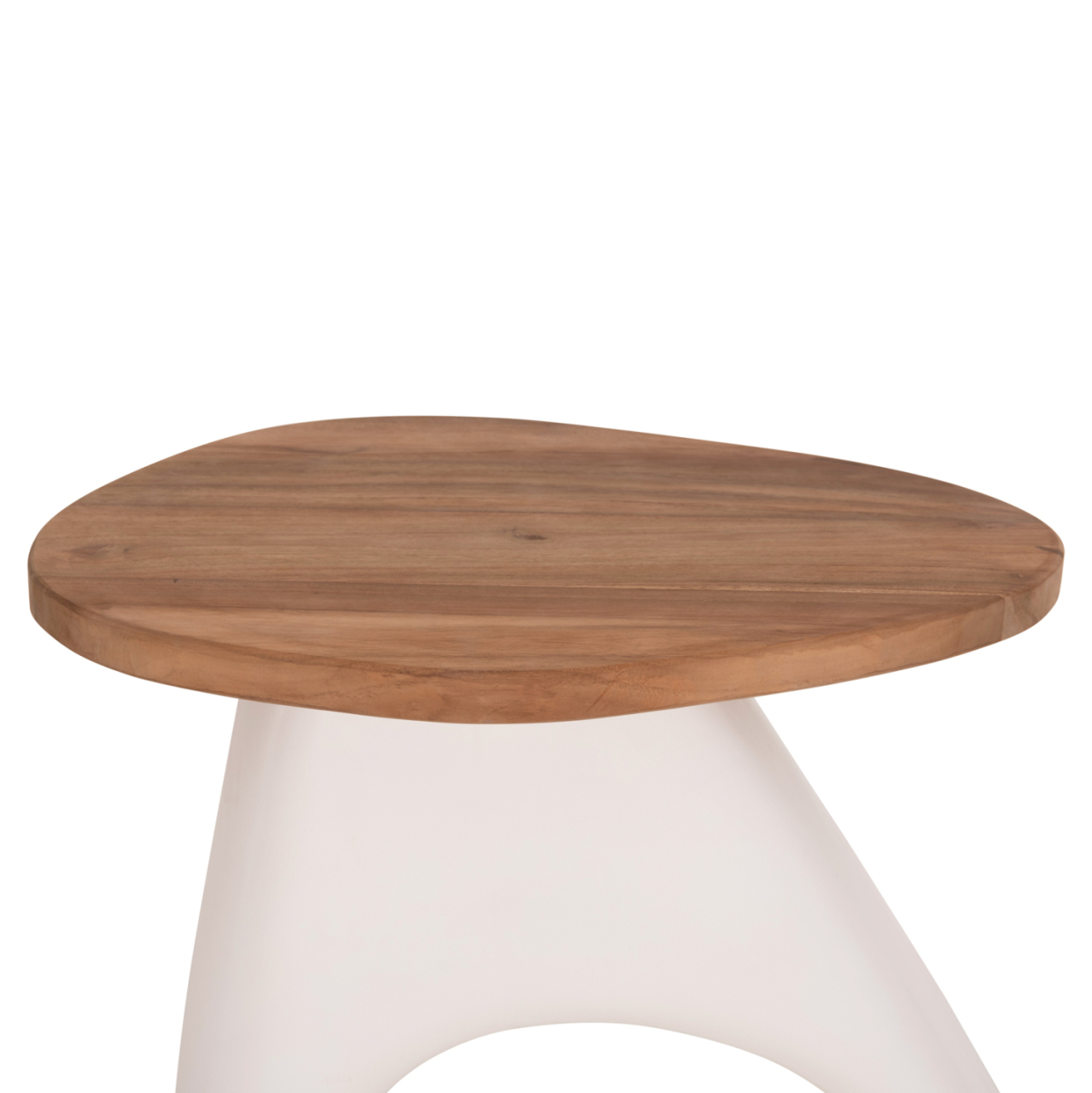 SIDE TABLE AIDA HM4692.02 FIBER CEMENT IN WHITE--TEAK WOOD TOP 47x60x59Hcm. [4]