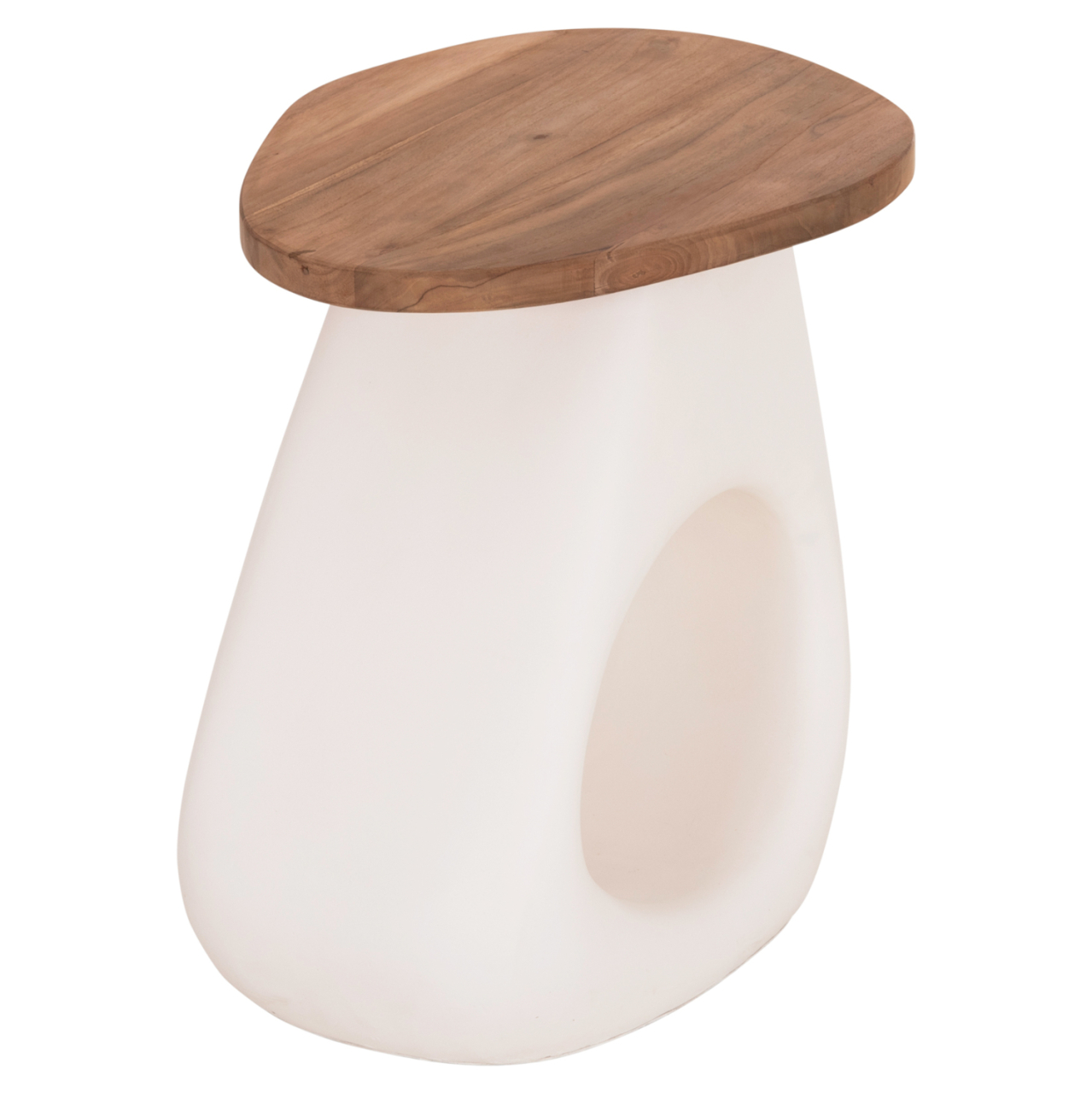 SIDE TABLE AIDA HM4692.02 FIBER CEMENT IN WHITE--TEAK WOOD TOP 47x60x59Hcm. [7]