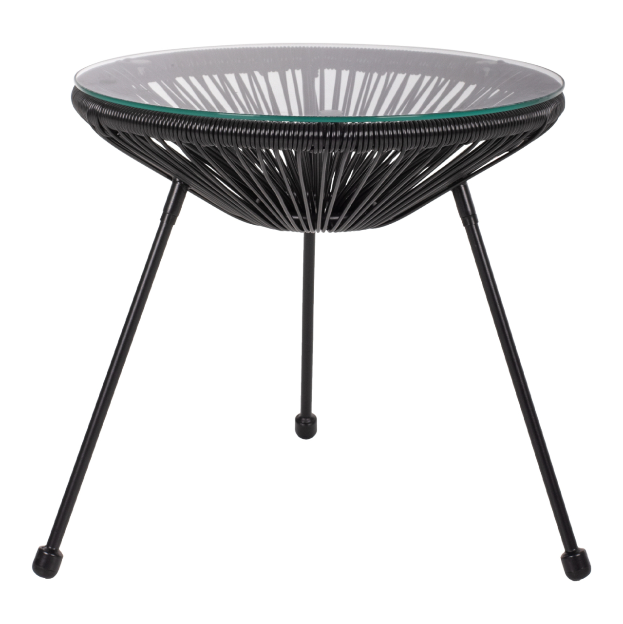 SIDE TABLE ALLEGRA PROFESSIONAL BLACK METAL AND BLACK RATTAN HM5874.01 D47x45Hcm. [3]