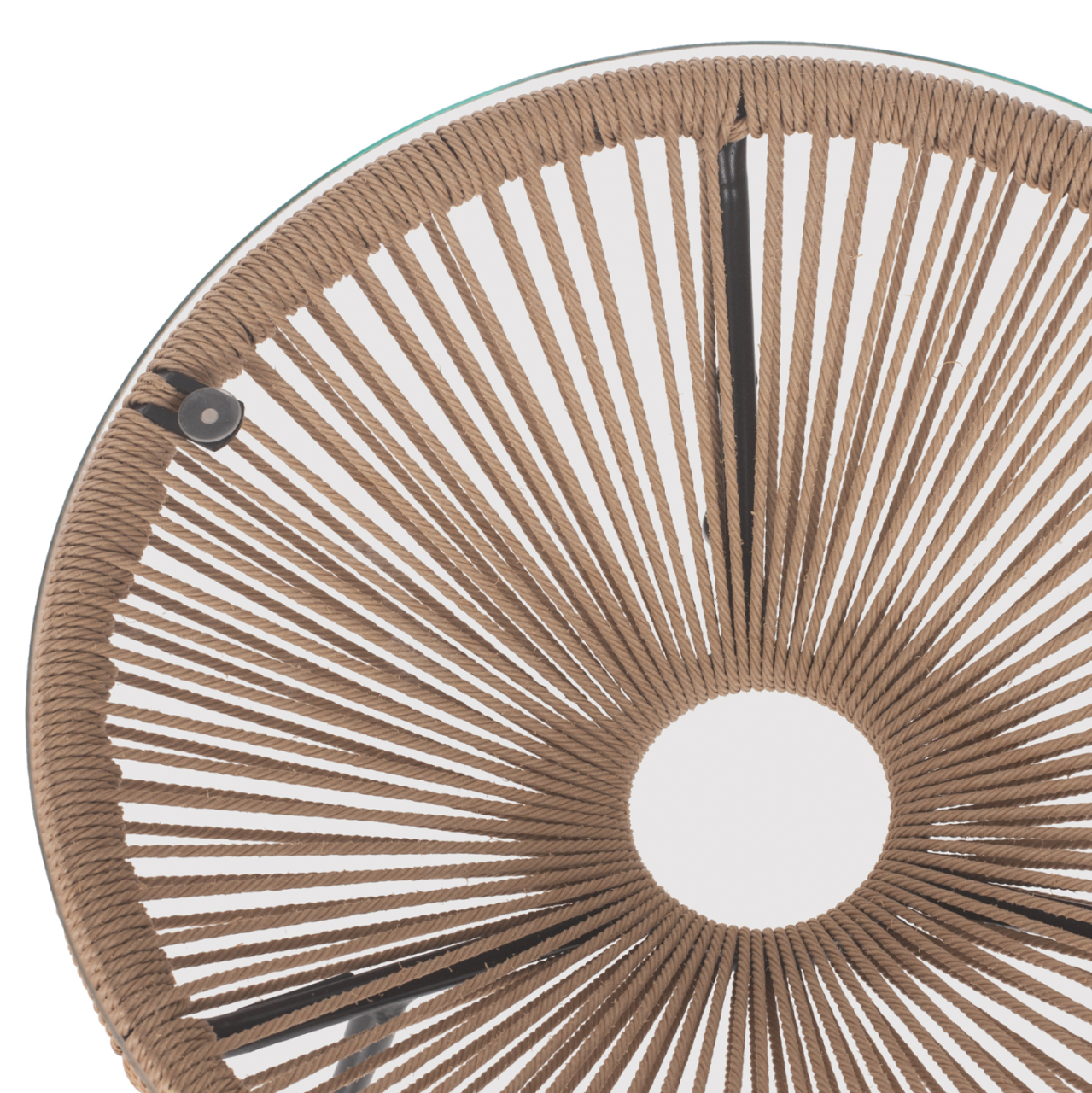 SIDE TABLE ALLEGRA PROFESSIONAL BLACK METAL LEGS RATTAN NATURAL HM5873.01 D47Χ45Hcm. [4]