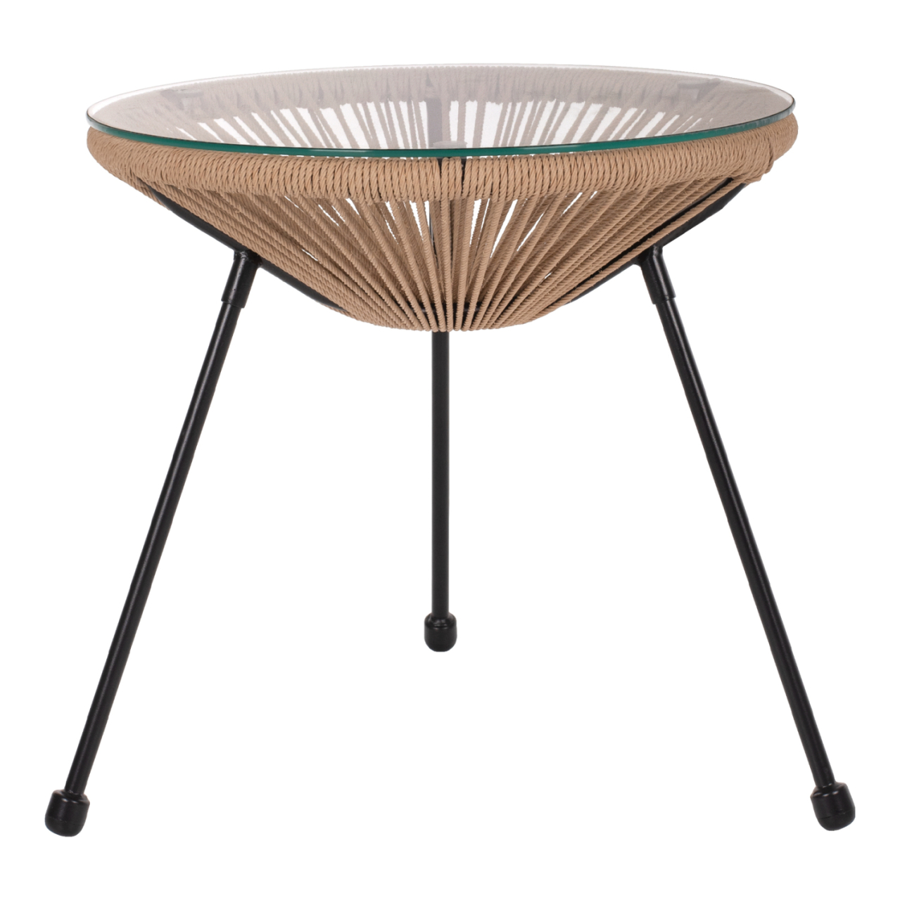 SIDE TABLE ALLEGRA PROFESSIONAL BLACK METAL LEGS RATTAN NATURAL HM5873.01 D47Χ45Hcm. [3]