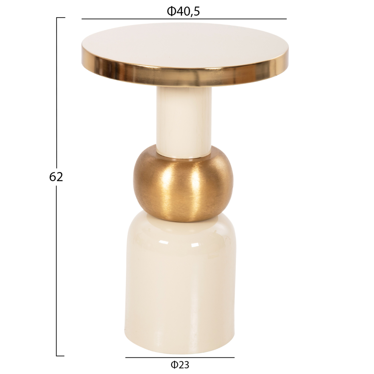SIDE TABLE AMBUR HM4238.03 METAL IN ECRU-GOLD Φ40,5x62Hcm. [2]