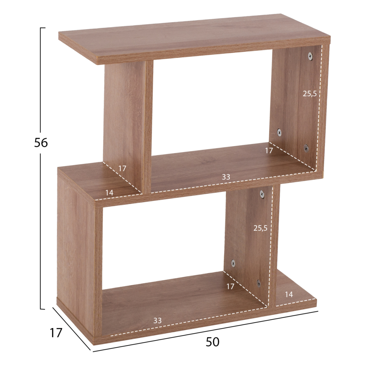 SIDE TABLE AMEER WITH STORAGE SPACES HM8881.11 MELAMINE IN NATURAL COLOR 50x17x56Hcm. [2]