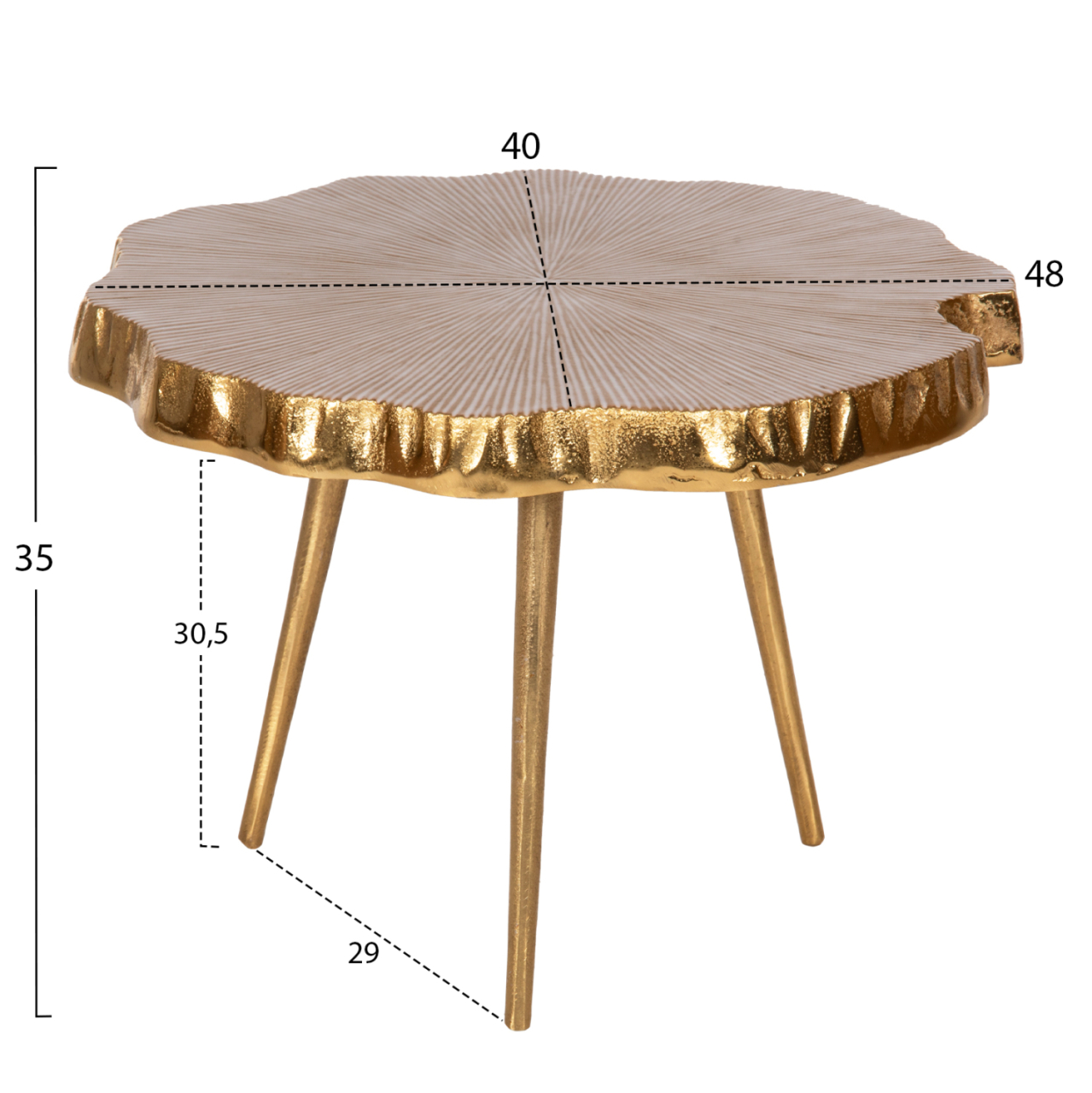 SIDE TABLE ANGUL HM4264 METAL IN GOLD-WHITE 48x40x35Hcm. [2]