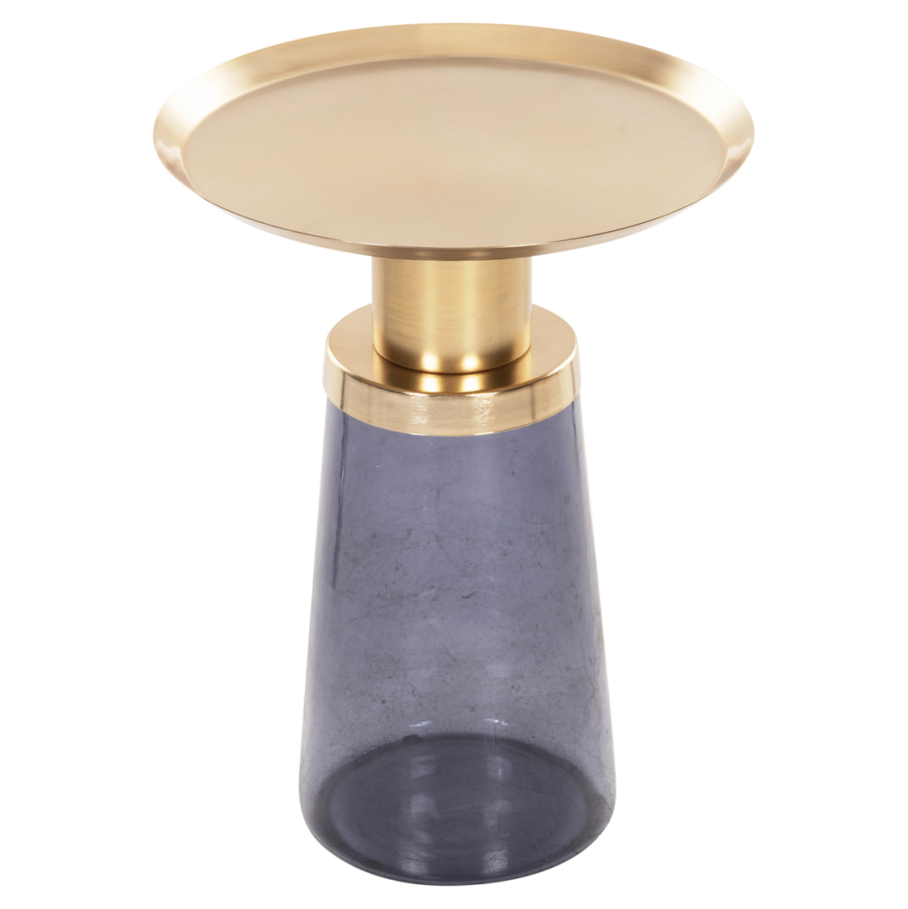 SIDE TABLE BALLIN HM9725 BLUE GLASS-METAL IN GOLD Φ37,5x49,5Hcm. [3]