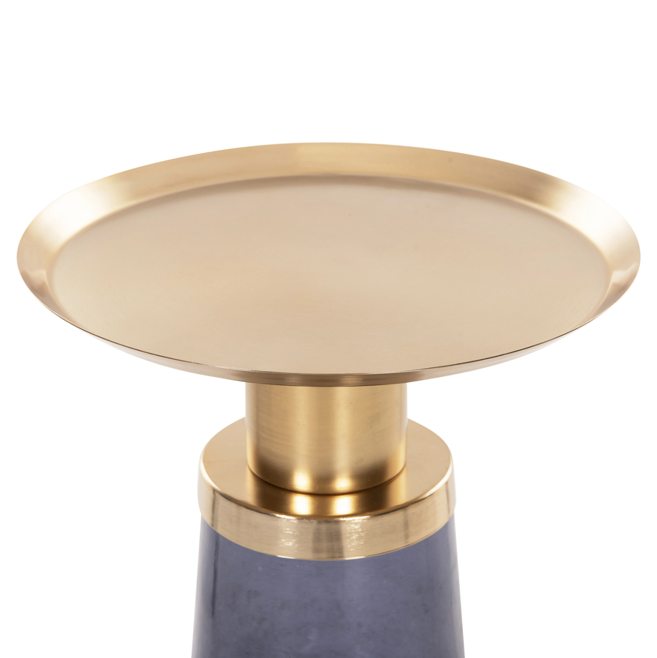 SIDE TABLE BALLIN HM9725 BLUE GLASS-METAL IN GOLD Φ37,5x49,5Hcm. [4]