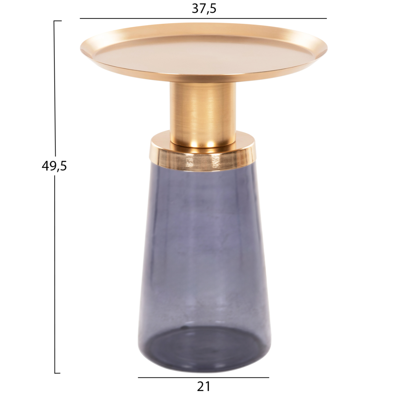 SIDE TABLE BALLIN HM9725 BLUE GLASS-METAL IN GOLD Φ37,5x49,5Hcm. [2]