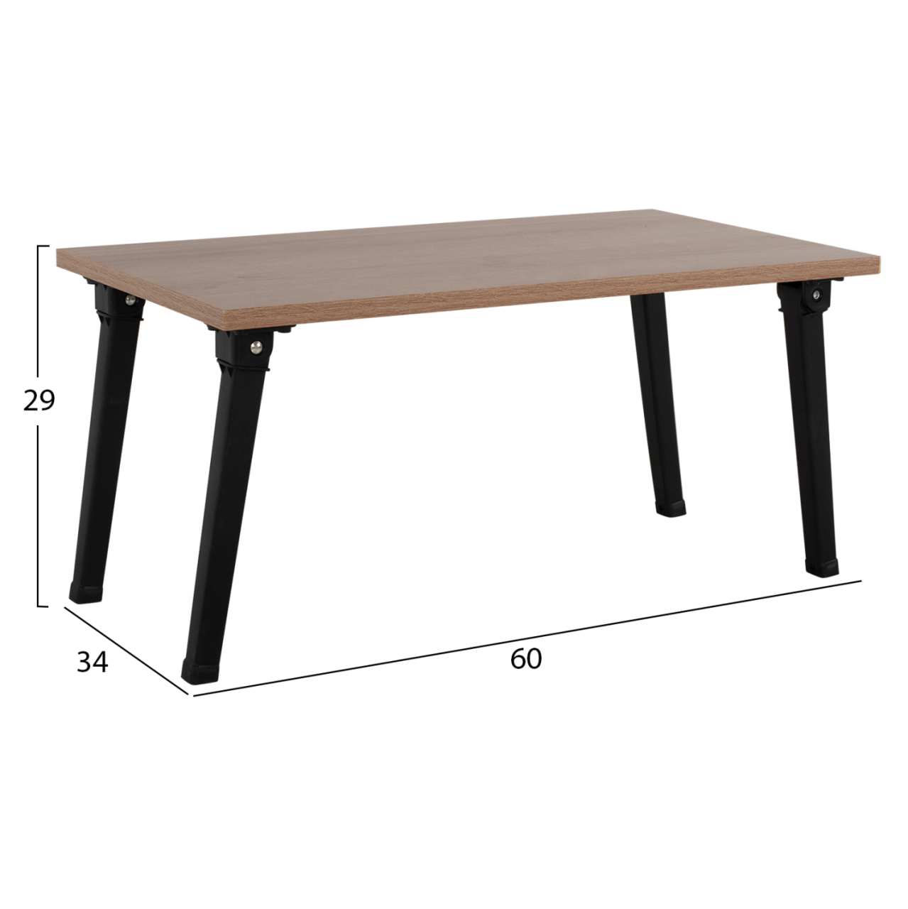 SIDE TABLE/BED TRAY BRITTA HM8965.11 FOLDABLE BLACK METAL LEGS-MELAMINE IN WALNUT 60x34x29Hcm. [2]