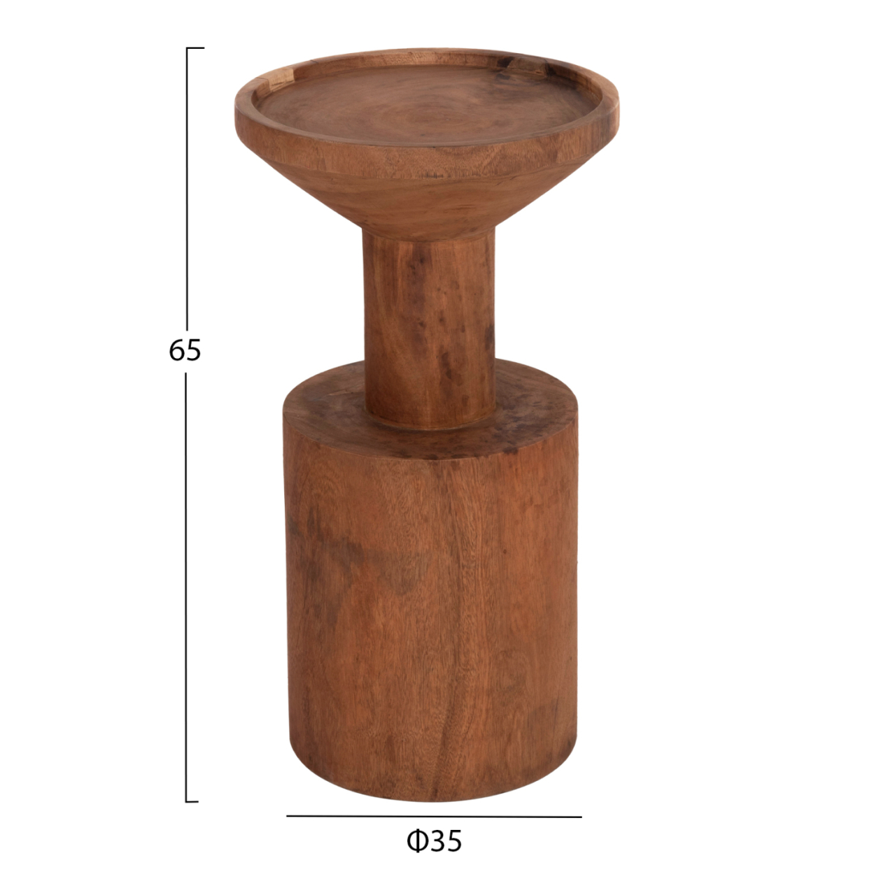 SIDE TABLE BERMAL HM9889.11 SOLID SUAR WOOD IN NATURAL COLOR Φ35x65Hcm. [2]