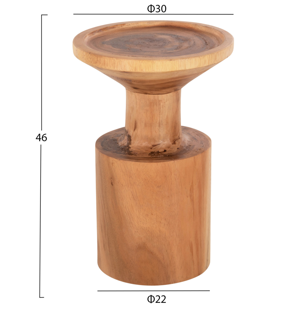 SIDE TABLE BERMAL HM9889 SOLID SUAR WOOD IN NATURAL Φ30x46Hcm. [2]