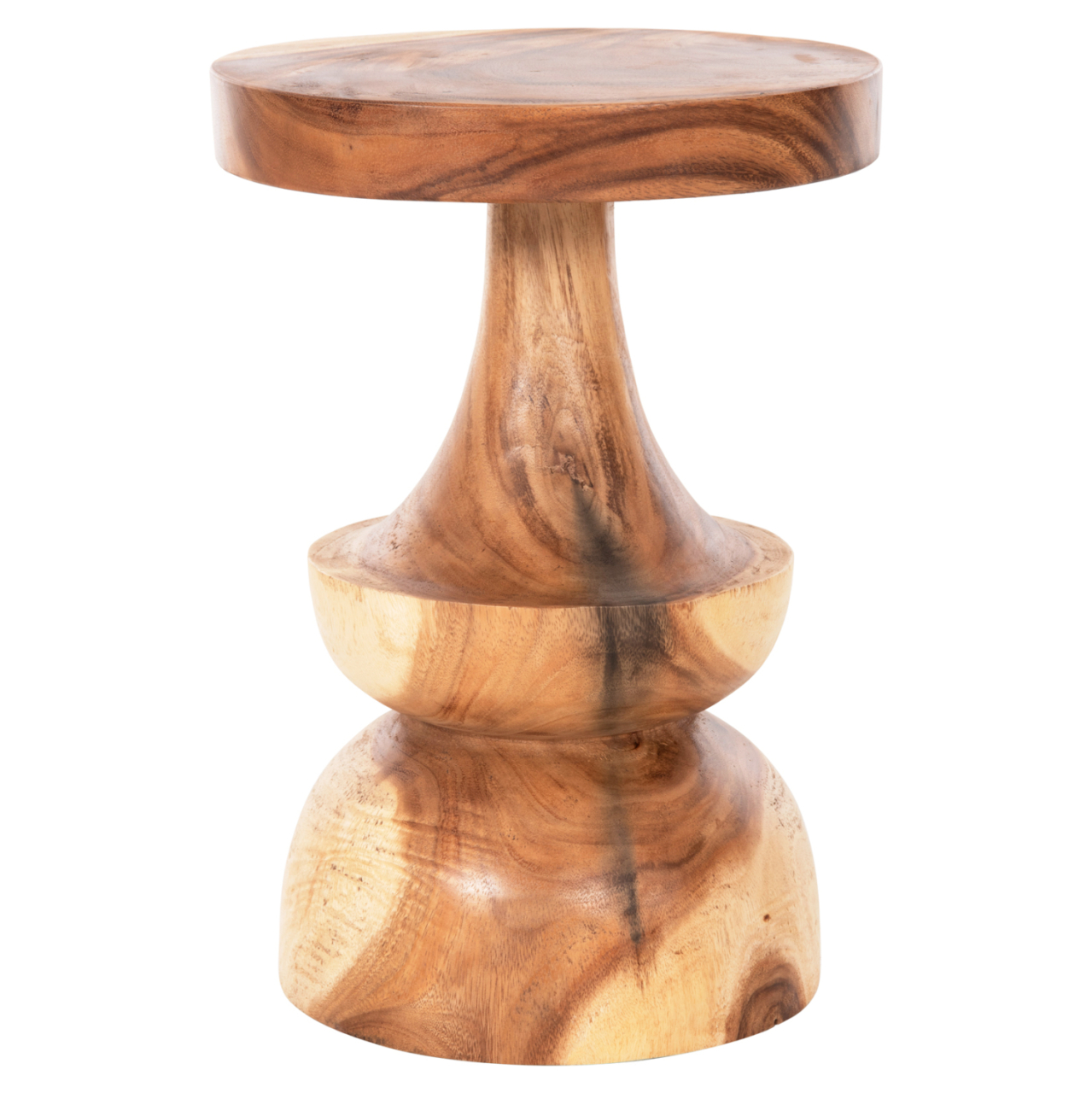 SIDE TABLE BERMAN HM9902 SOLID SUAR WOOD IN NATURAL Φ35x51Hcm. [3]
