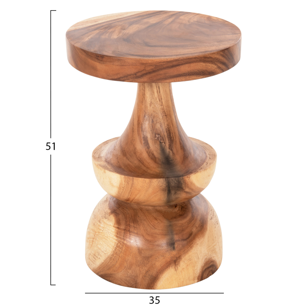 SIDE TABLE BERMAN HM9902 SOLID SUAR WOOD IN NATURAL Φ35x51Hcm. [2]