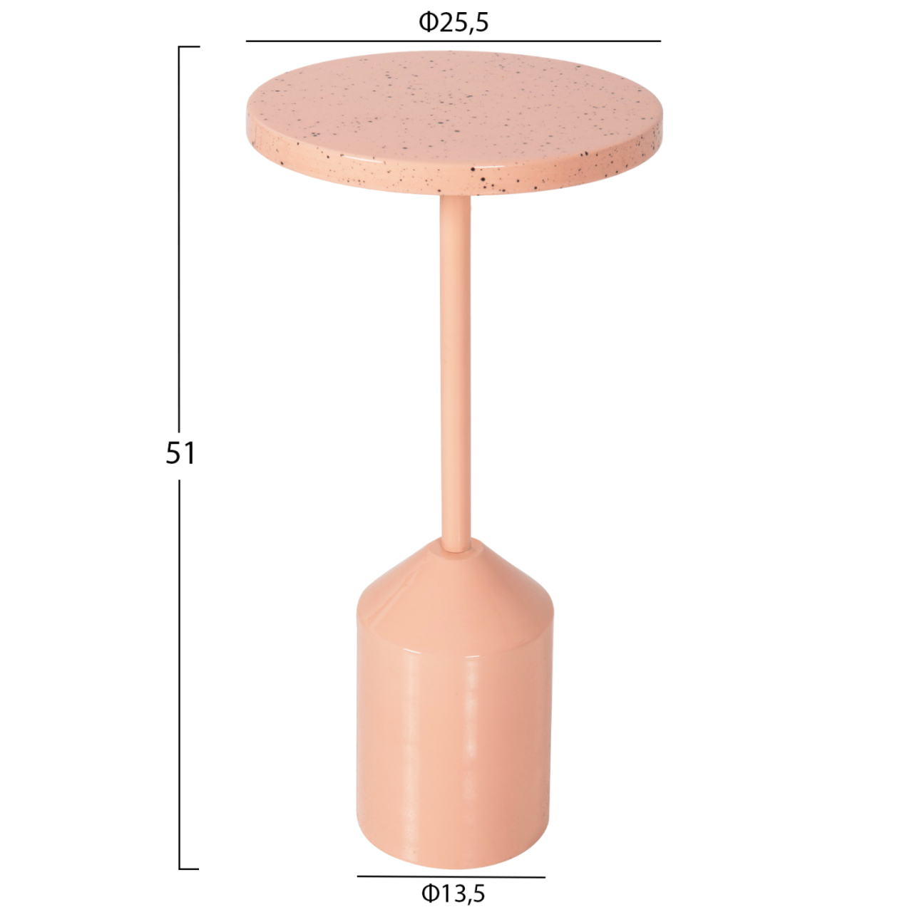 SIDE TABLE BOMBAY HM4251.08 METAL IN SALMON COLOR WITH DOTTED TABLETOP Φ25,5x51Hcm. [2]