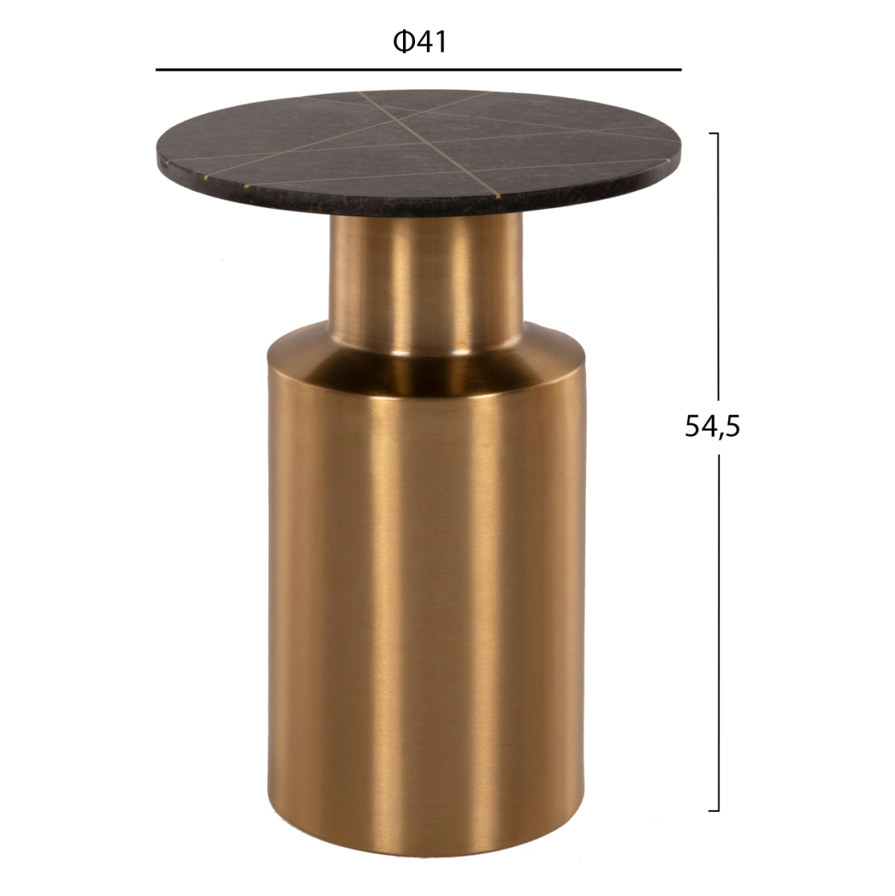 SIDE TABLE CLAYDEE HM9675 METAL IN GOLD-BLACK INLAY MARBLE TOP Φ41x54,5Hcm. [2]