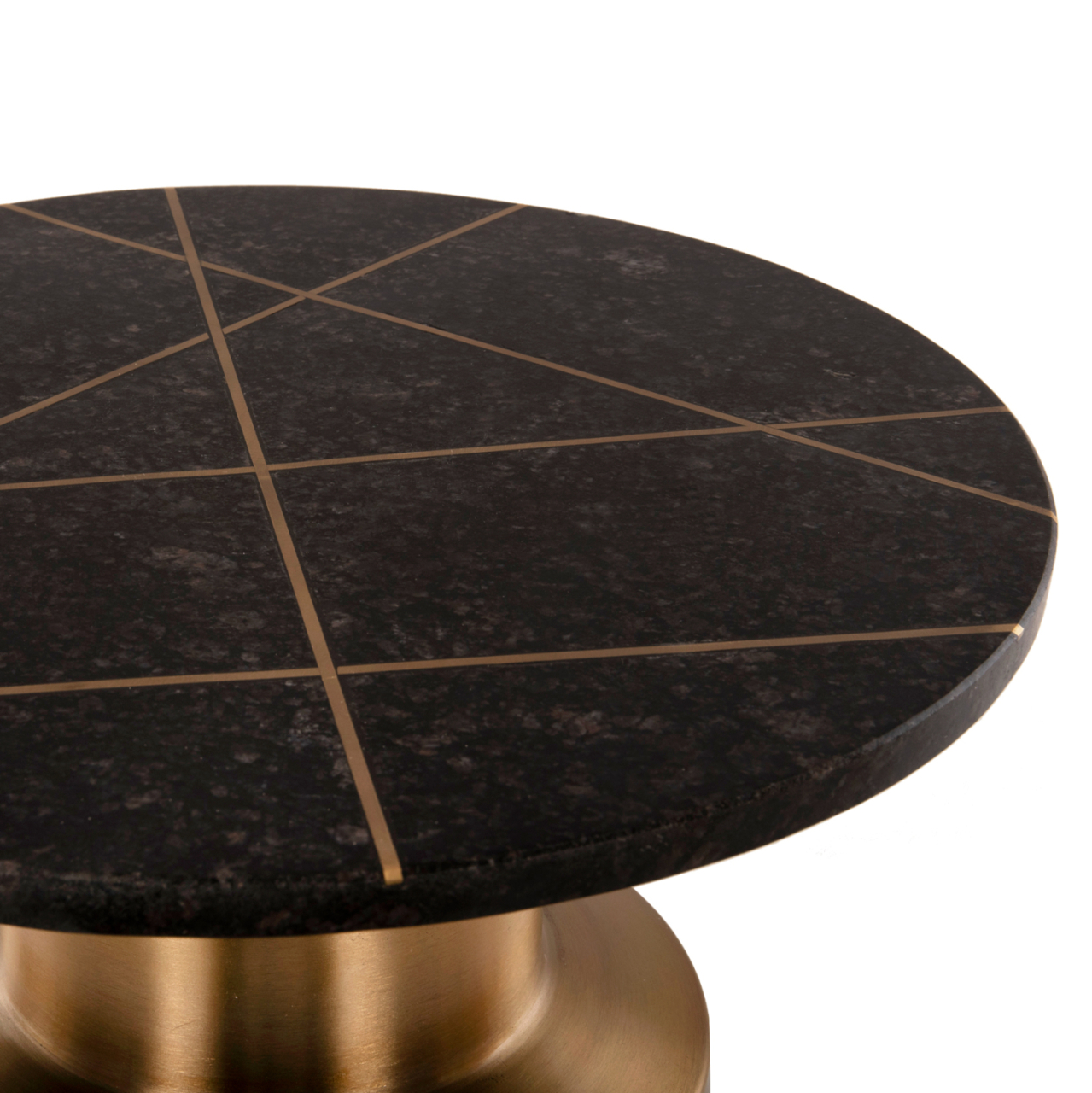 SIDE TABLE CLAYDEE HM9675 METAL IN GOLD-BLACK INLAY MARBLE TOP Φ41x54,5Hcm. [5]