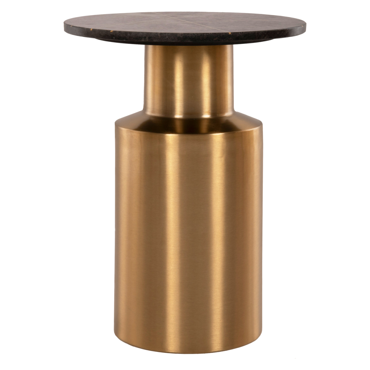 SIDE TABLE CLAYDEE HM9675 METAL IN GOLD-BLACK INLAY MARBLE TOP Φ41x54,5Hcm. [4]