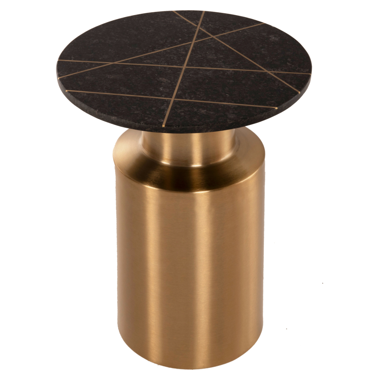 SIDE TABLE CLAYDEE HM9675 METAL IN GOLD-BLACK INLAY MARBLE TOP Φ41x54,5Hcm. [3]