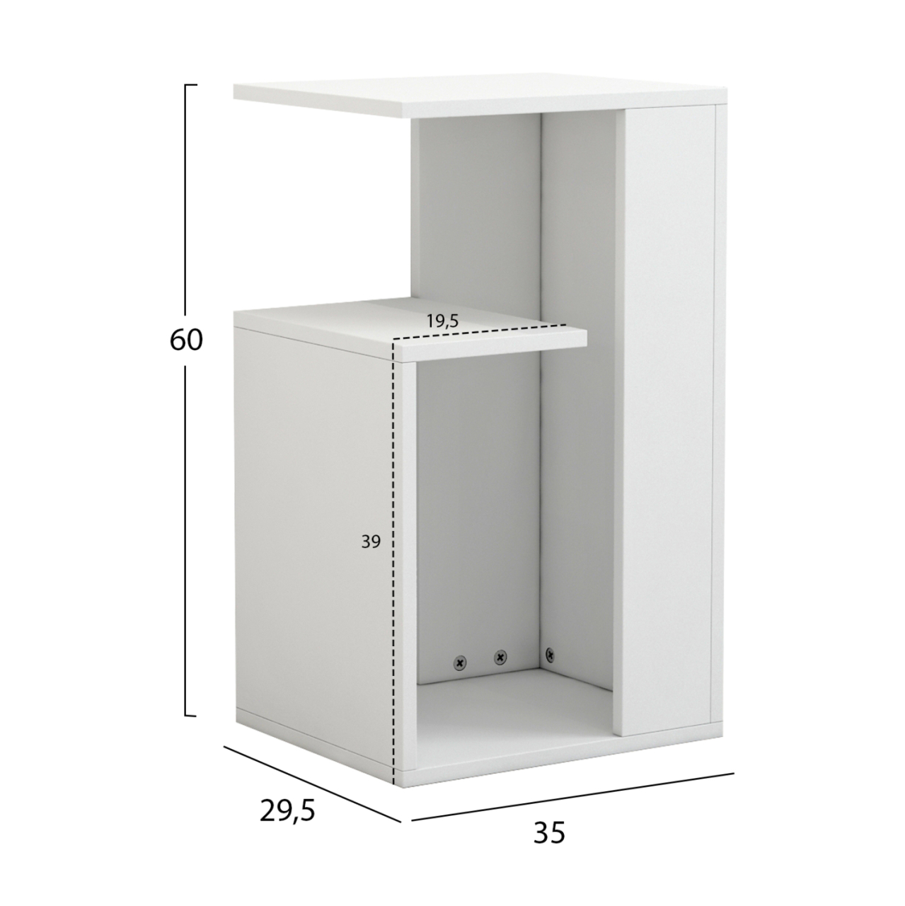SIDE TABLE DAWN MELAMINE WHITE 35X29,5X60Hcm.HM8880.11 [2]