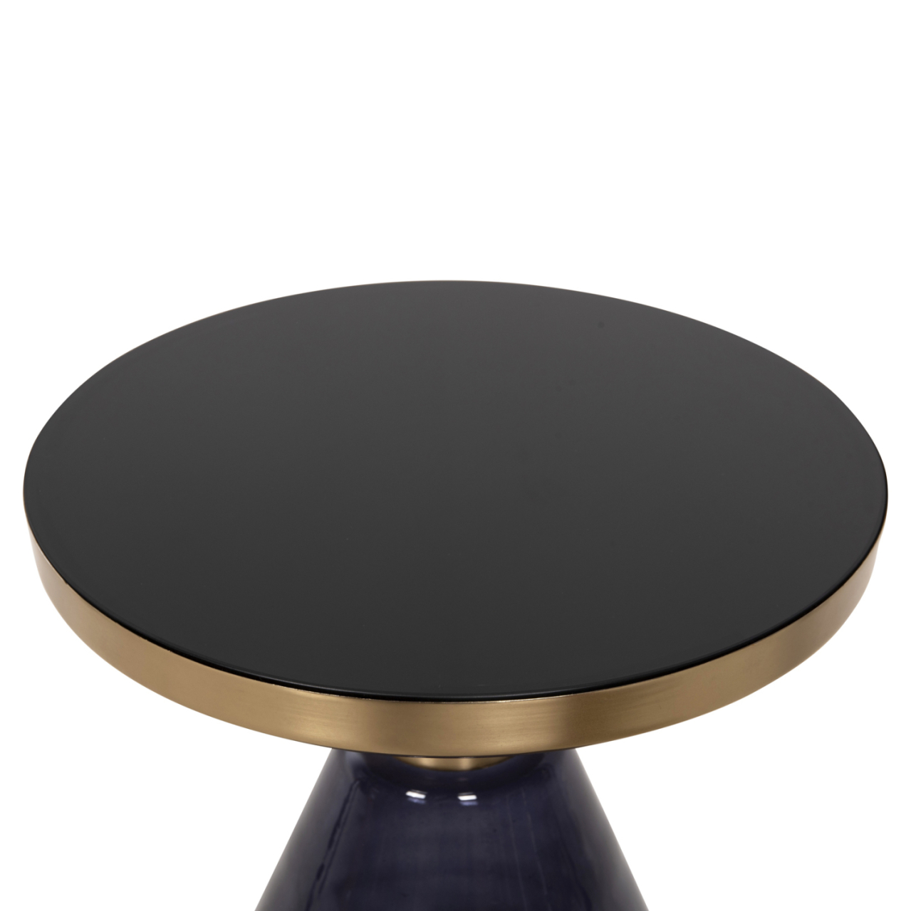 SIDE TABLE DEMMY HM9727 BLACK GLASS TOP and PURPLE GLASS BASE-METAL IN GOLD "NECK" Φ41x48Hcm. [4]