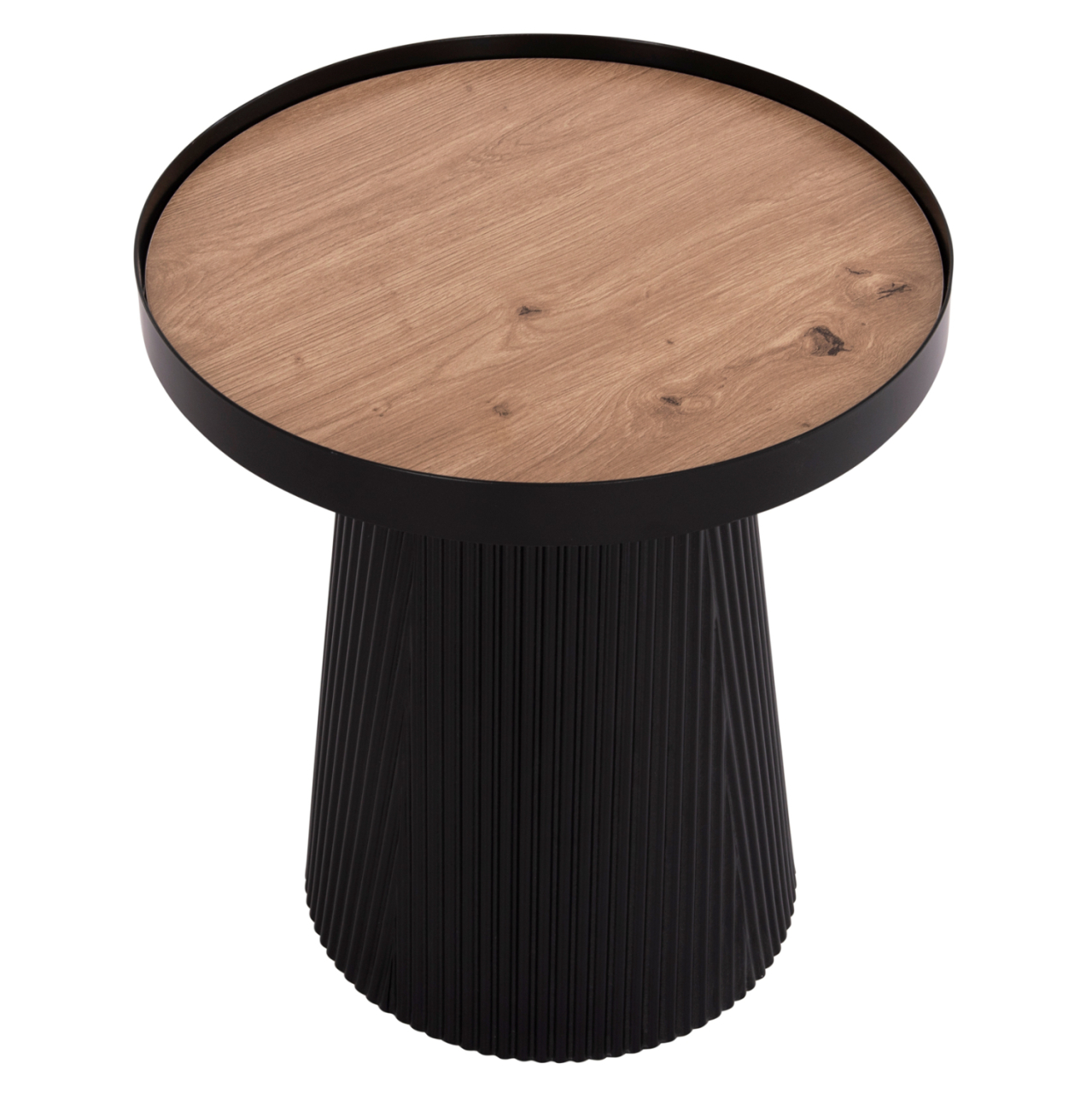 SIDE TABLE DENTON HM18023.01 MDF TOP IN NATURAL WOOD COLOR-BLACK BASE Φ45x51,5Hcm. [4]
