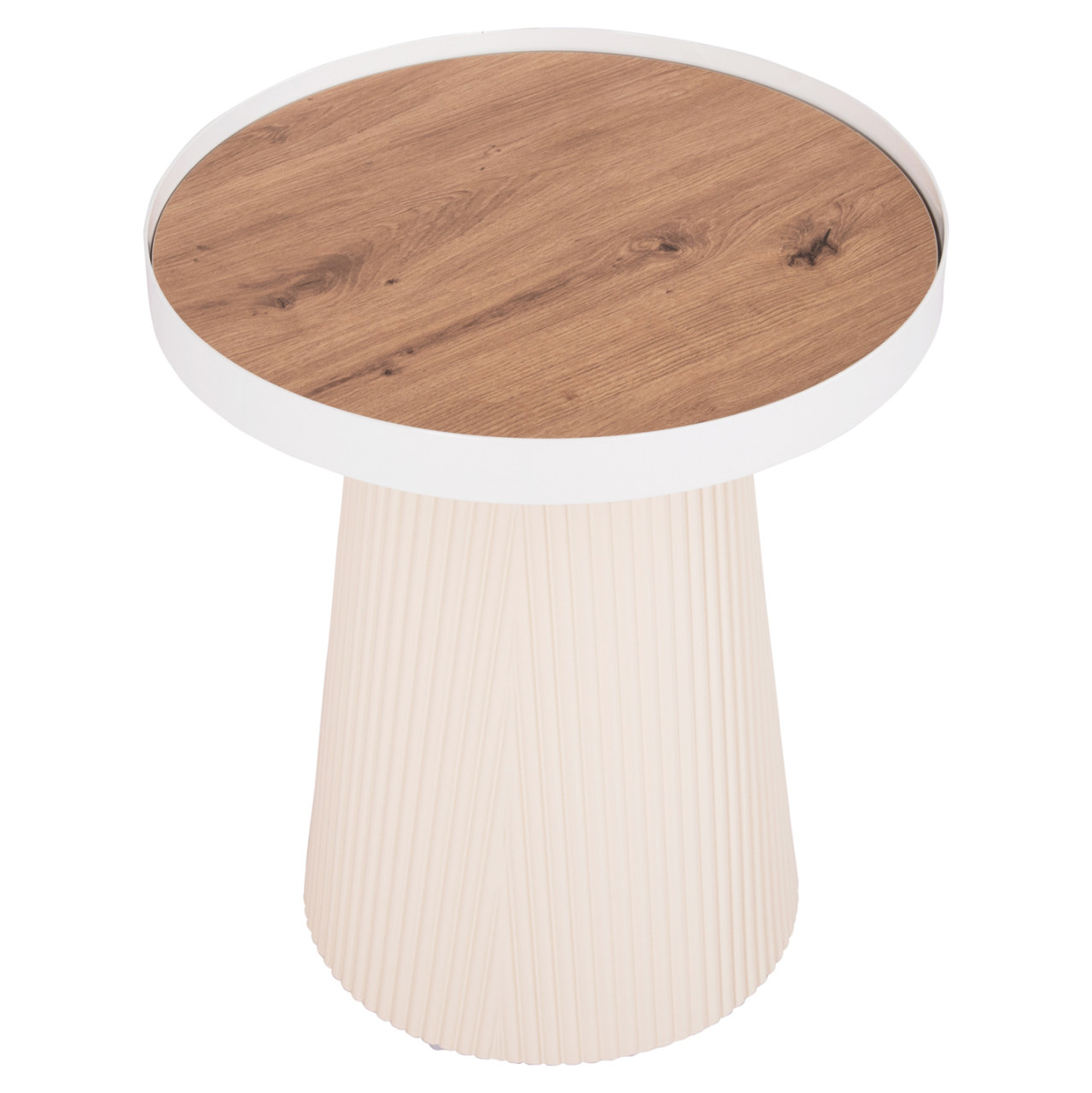 SIDE TABLE DENTON HM18023.02 MDF TOP IN NATURAL WOOD COLOR-WHITE BASE Φ45x51,5Hcm. [4]