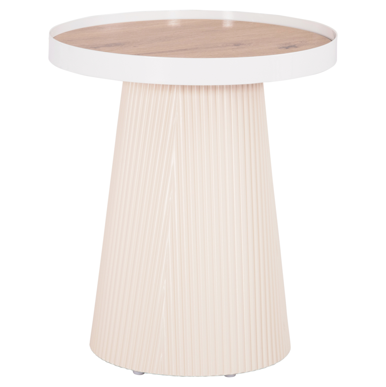SIDE TABLE DENTON HM18023.02 MDF TOP IN NATURAL WOOD COLOR-WHITE BASE Φ45x51,5Hcm. [3]