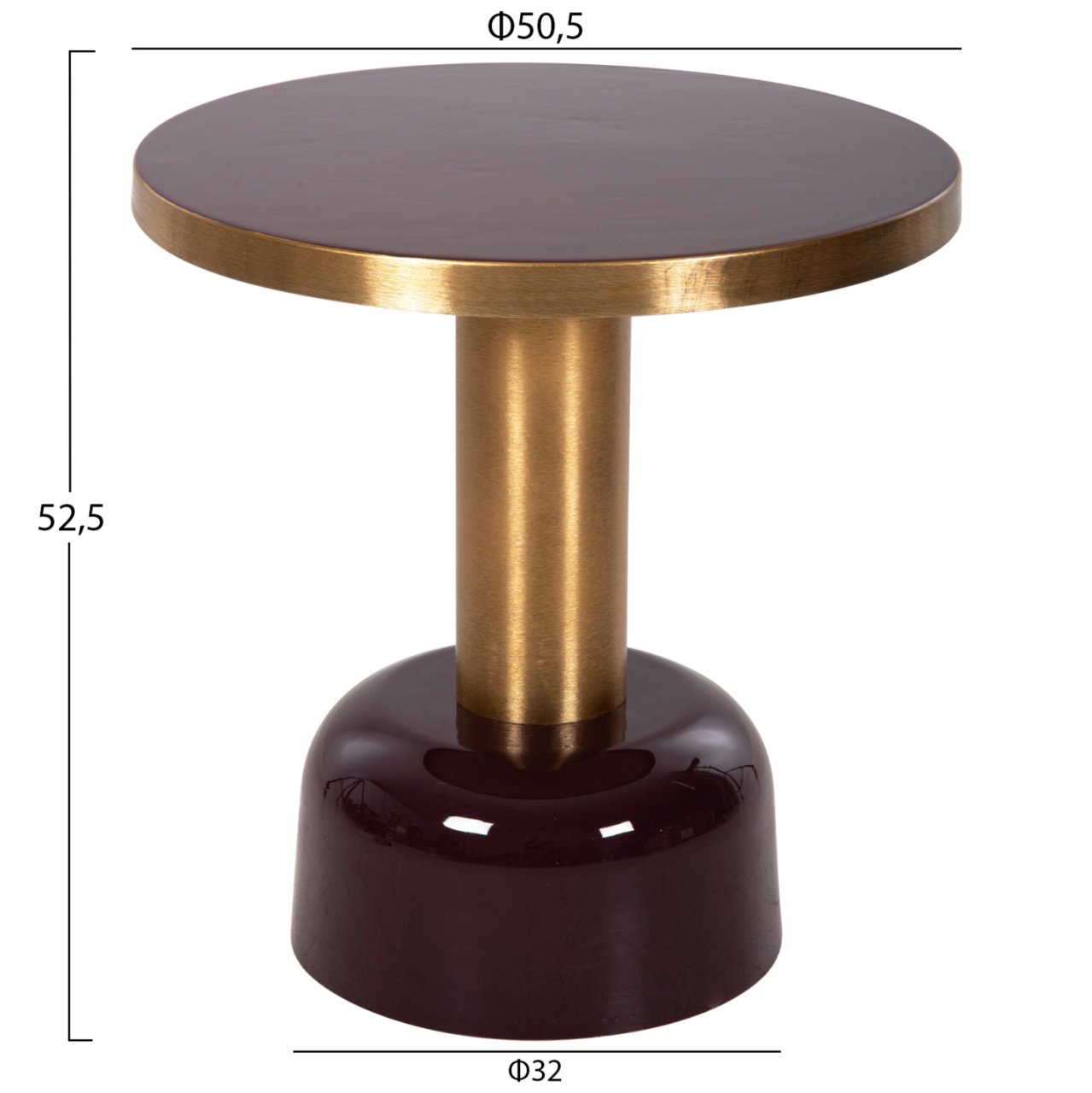 SIDE TABLE ERODE HM4242.06 METAL IN CHERRY RED-GOLD Φ50,5x52,5Hcm. [2]