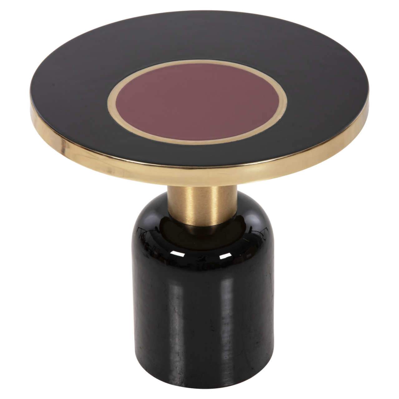 SIDE TABLE ERODE HM4248.01 METAL IN BLACK-GOLD-CHERRY RED Φ50,5x50Hcm. [4]