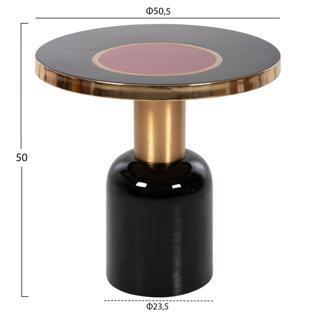 SIDE TABLE ERODE HM4248.01 METAL IN BLACK-GOLD-CHERRY RED Φ50,5x50Hcm. [2]