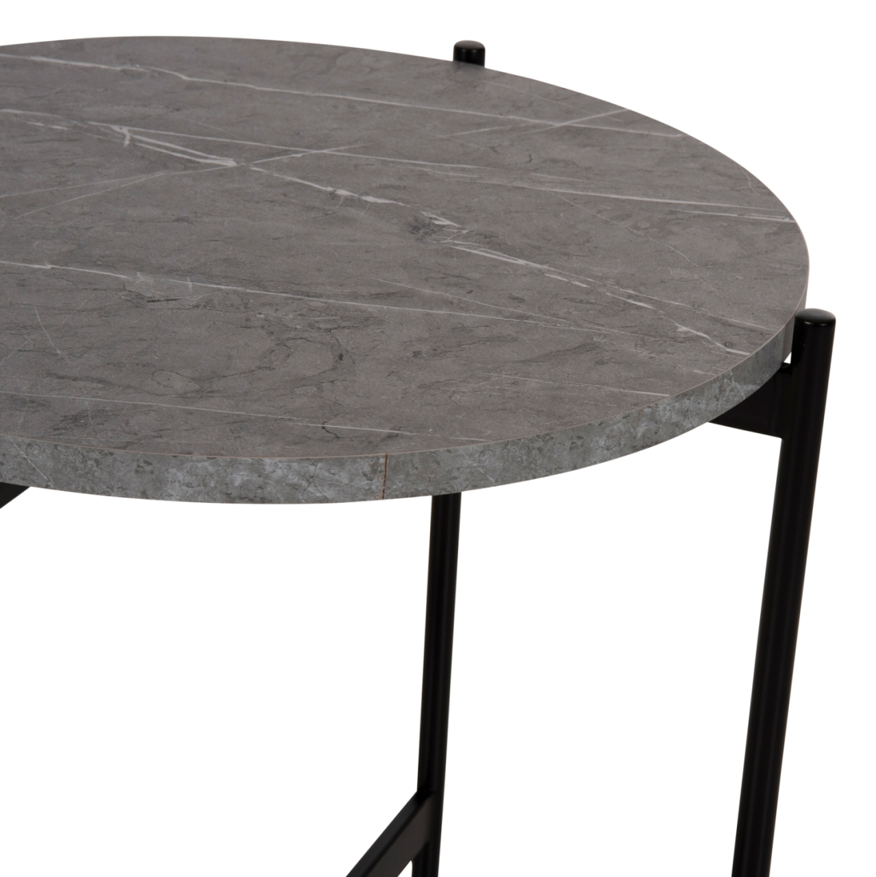 SIDE TABLE HM9589.02 MDF GREY MARBLE-BLACK METAL BASE Φ50x55Hcm. [4]